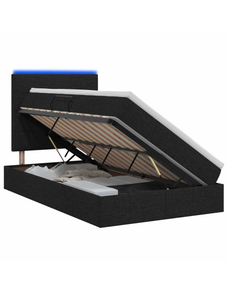 Letto con contenitore LED e materasso Nero 120 x 200 cm Tessuto