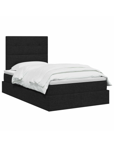 Letto con contenitore LED e materasso Nero 120 x 200 cm Tessuto
