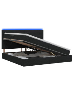 Letto con contenitore LED e materasso Nero 200 x 200 cm Tessuto 2