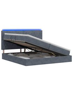 Letto con contenitore LED e materasso Grigio Scuro 200 x 200 cm 2