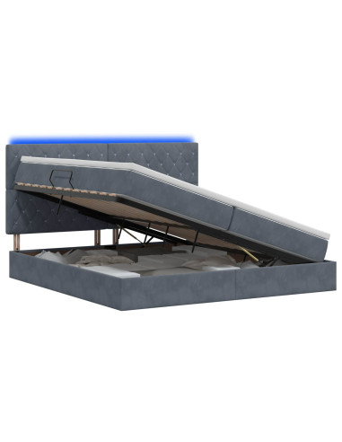 Letto con contenitore LED e materasso Grigio Scuro 200 x 200 cm