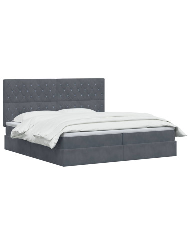 Letto con contenitore LED e materasso Grigio Scuro 200 x 200 cm