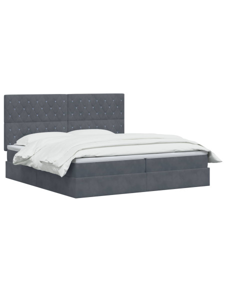 Letto con contenitore LED e materasso Grigio Scuro 200 x 200 cm