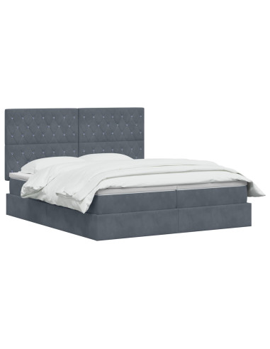 Letto con contenitore LED e materasso Grigio Scuro 200 x 200 cm