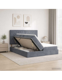 Letto con Contenitore Grigio Scuro 200 x 200 cm Velluto