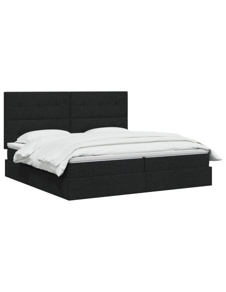 Letto con contenitore e materasso Nero 200 x 200 cm Tessuto