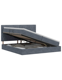 Letto con contenitore e materasso Grigio Scuro 200 x 200 cm 2