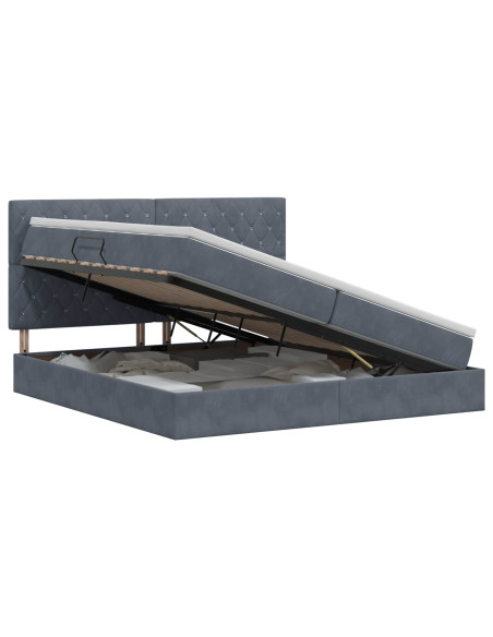Letto con contenitore e materasso Grigio Scuro 200 x 200 cm