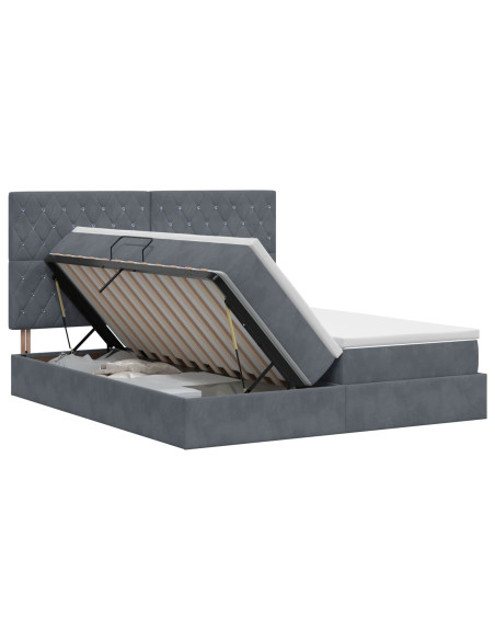 Letto con Contenitore Grigio Scuro 200 x 200 cm Velluto