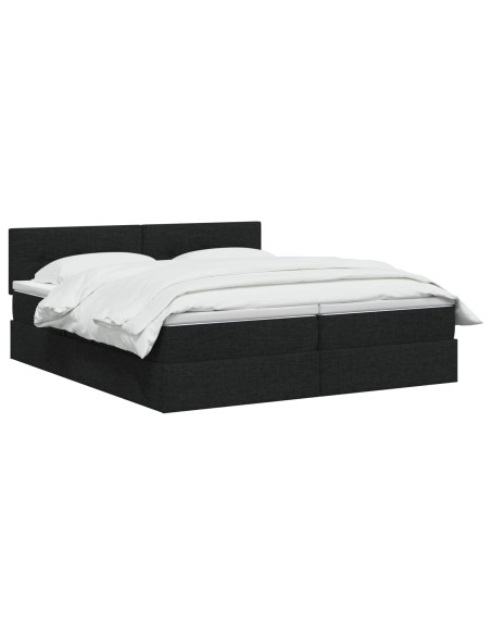 Letto con contenitore LED e materasso Nero 200 x 200 cm Tessuto