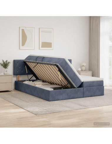 Letto con contenitore LED e materasso Grigio Scuro 200 x 200 cm