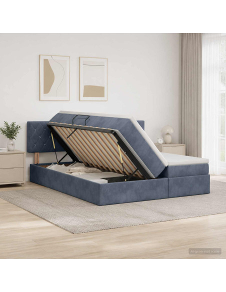 Letto con contenitore LED e materasso Grigio Scuro 200 x 200 cm