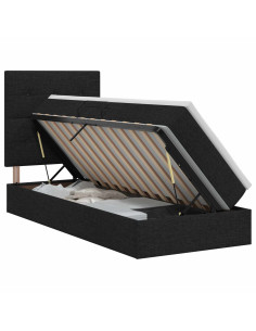 Letto con contenitore e materasso Nero 100 x 200 cm Tessuto 2