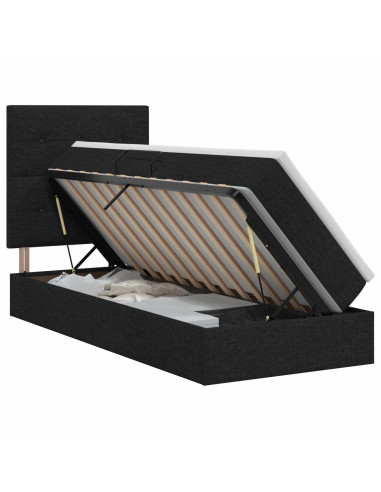 Letto con contenitore e materasso Nero 100 x 200 cm Tessuto