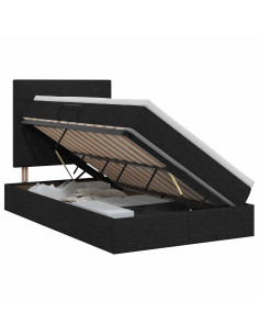Letto con contenitore e materasso Nero 120 x 200 cm Tessuto 2