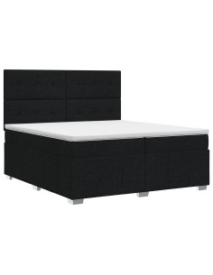 Letto box spring con materasso Nero 200 x 200 cm Tessuto 2