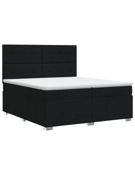 Letto box spring con materasso Nero 200 x 200 cm Tessuto