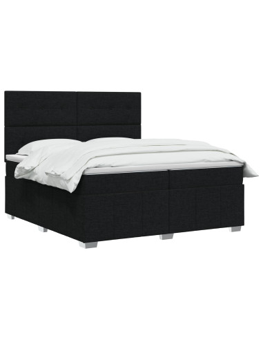 Letto box spring con materasso Nero 200 x 200 cm Tessuto