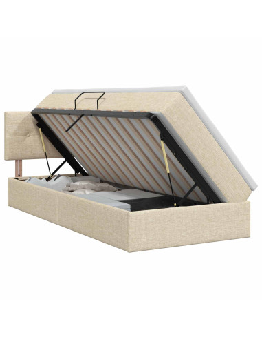 Letto con contenitore e materasso Crema 90 x 200 cm Velluto
