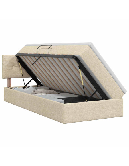 Letto con contenitore e materasso Crema 90 x 200 cm Velluto