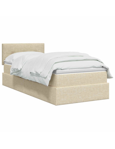 Letto con contenitore e materasso Crema 90 x 200 cm Velluto