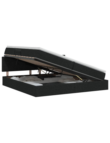 Letto con contenitore e materasso Nero 200 x 200 cm Velluto