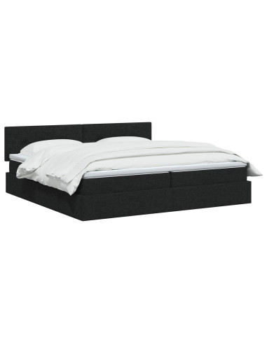 Letto con contenitore e materasso Nero 200 x 200 cm Velluto