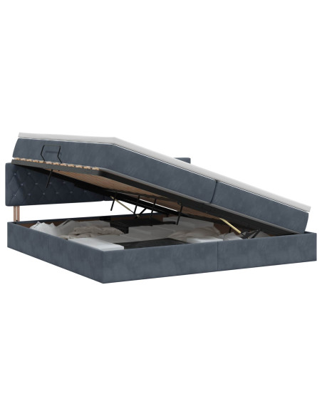 Letto con Contenitore Grigio Scuro 200 x 200 cm Velluto
