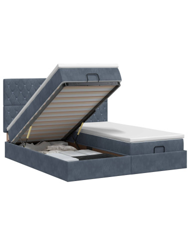Letto ottomano con materasso 2 pz Grigio Scuro Velluto