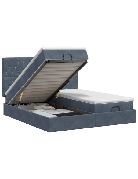 Letto ottomano con materasso 2 pz Grigio Scuro Velluto