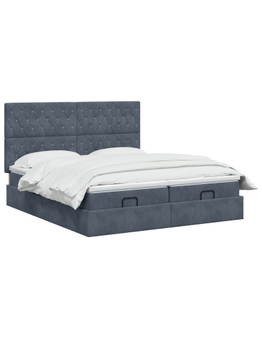 Letto ottomano con materasso 2 pz Grigio Scuro Velluto