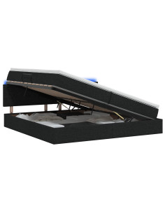 Letto con contenitore LED e materasso Nero 200 x 200 cm Tessuto 2