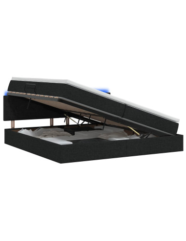 Letto con contenitore LED e materasso Nero 200 x 200 cm Tessuto