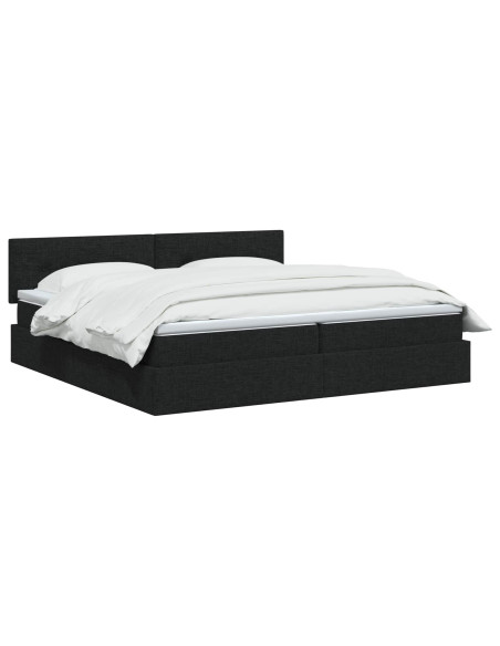 Letto con contenitore LED e materasso Nero 200 x 200 cm Tessuto