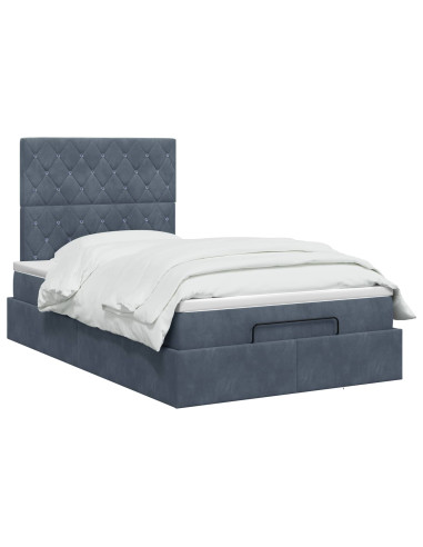 Letto Ottomano con Materasso e LED Grigio Scuro 120 x 200 cm