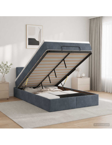 Letto Ottomano con Materasso e LED Grigio Scuro 120 x 200 cm