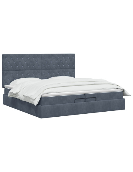 Letto Ottomano con Materasso e LED Grigio Scuro 200 x 200 cm