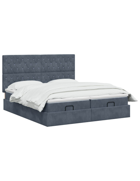 Letto Ottomano con Materasso e LED Grigio Scuro 200 x 200 cm