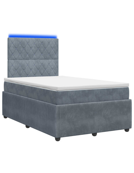Letto Box Spring LED con Materasso Grigio Scuro 120 x 200 cm
