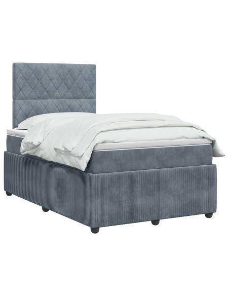 Letto Box Spring LED con Materasso Grigio Scuro 120 x 200 cm