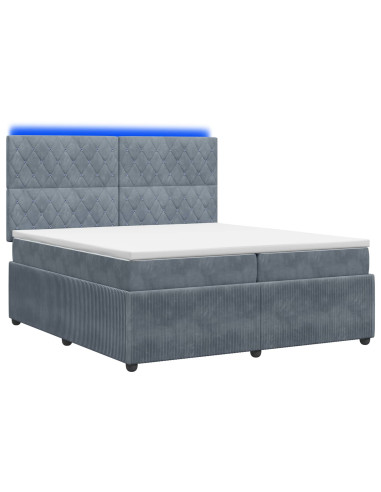 Letto Box Spring LED con Materasso Grigio Scuro 200 x 200 cm