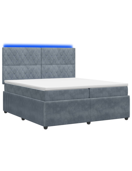 Letto Box Spring LED con Materasso Grigio Scuro 200 x 200 cm
