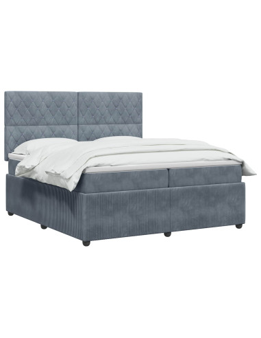 Letto Box Spring LED con Materasso Grigio Scuro 200 x 200 cm