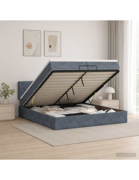 Letto Ottomano con Materasso e LED Grigio Scuro 200 x 200 cm