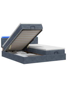 Letto Ottomano con Materasso e LED Grigio Scuro 200 x 200 cm 2