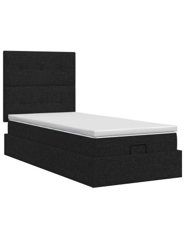Letto ottomano con materasso Nero 100 x 200 cm Tessuto