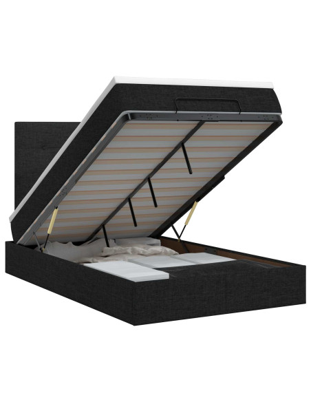 Letto ottomano con materasso Nero 120 x 200 cm Tessuto