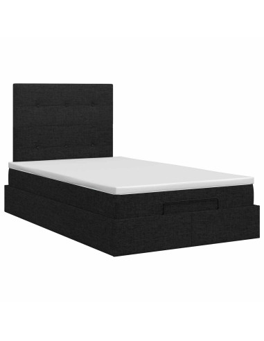 Letto ottomano con materasso Nero 120 x 200 cm Tessuto