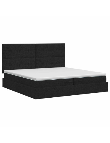 Letto ottomano con materasso Nero 200 x 200 cm Tessuto
