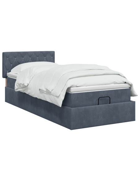 Letto ottomano con materasso Grigio Scuro 100 x 200 cm Velluto